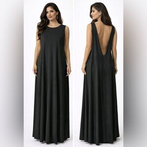 Anthropologie Szymkowicz French Maxi Dress Faux Silk Deep V Back Small NWT $510